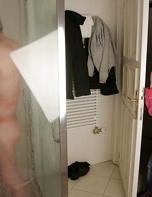 Hot babe catching a dirty old man in the shower